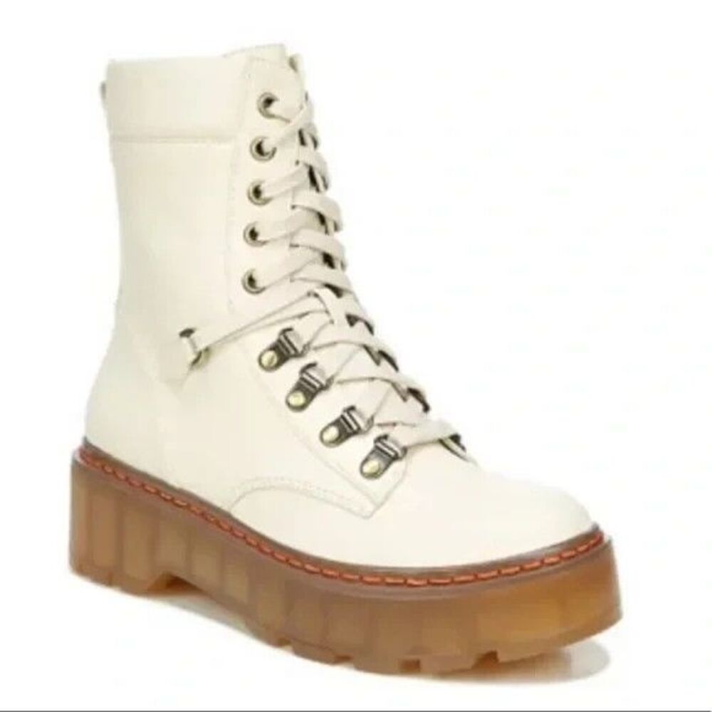 Circus NY by Sam Edelman Sanders Platform Combat Boots Ivory Cream Lug Sole Sz9M